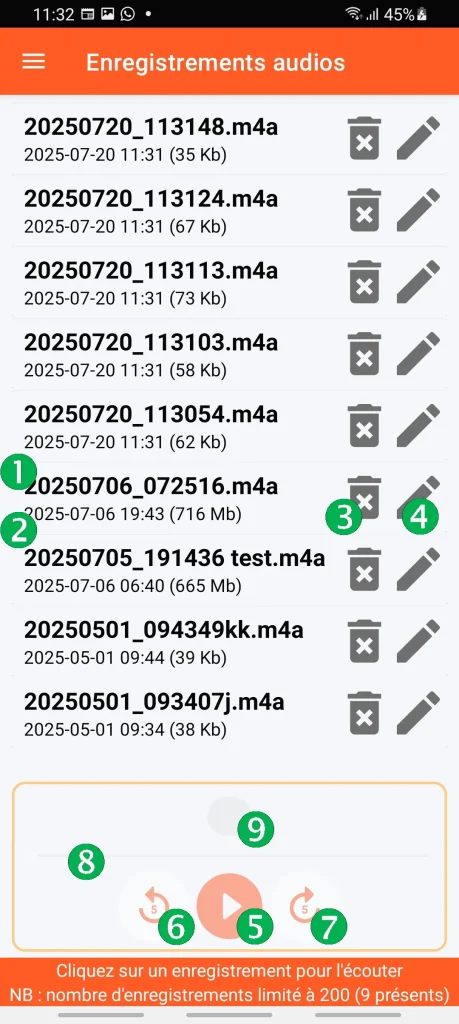 SOS Universal - gestion des enregistrements audios