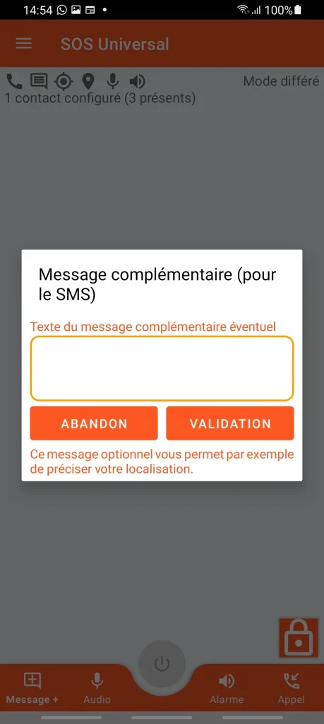 SOS Universal - message complémentaire