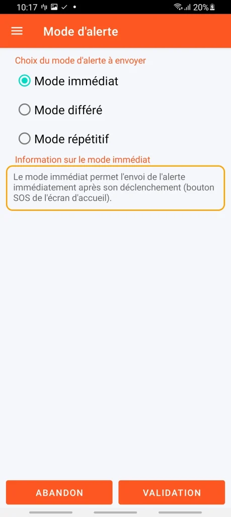 SOS Universal - mode immédiat