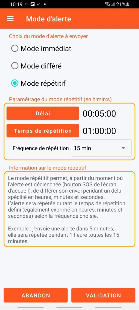 SOS Universal - mode répétitif