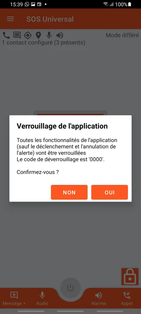 SOS Universal - Verrouillage de l'application