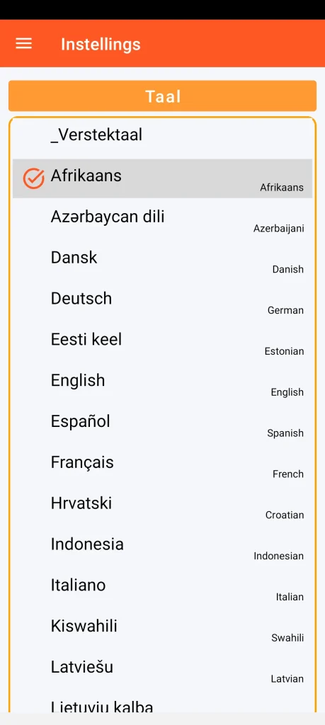 SOS Universal - taalkonfigurasie