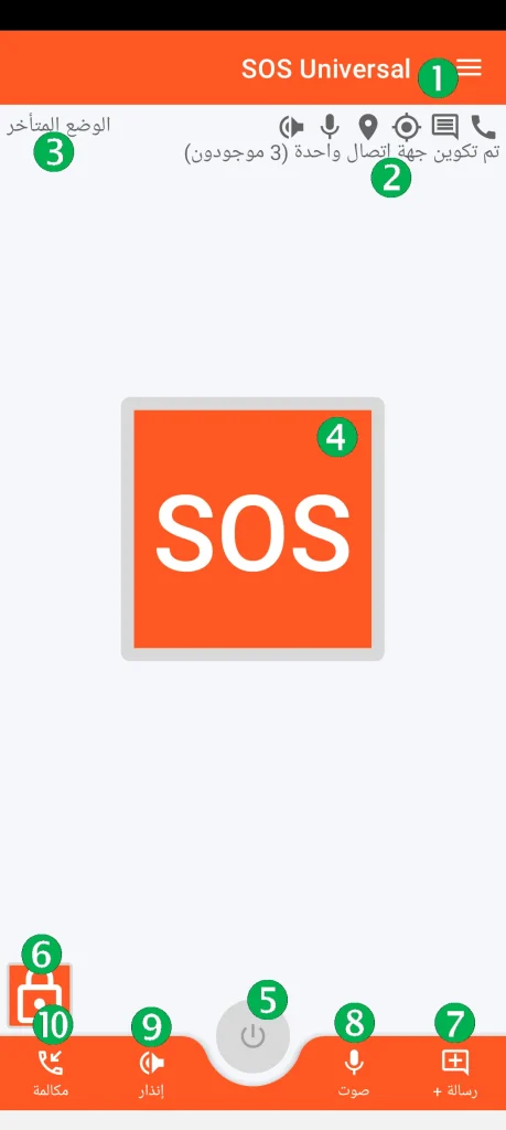 SOS Universal - الشاشة الرئيسية