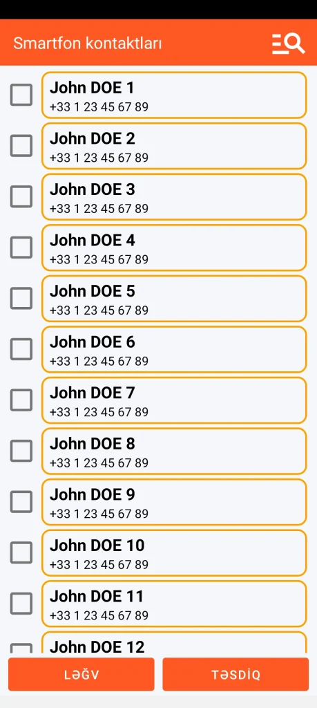 SOS Universal - ünvan kitabçasından kontakt əlavə et