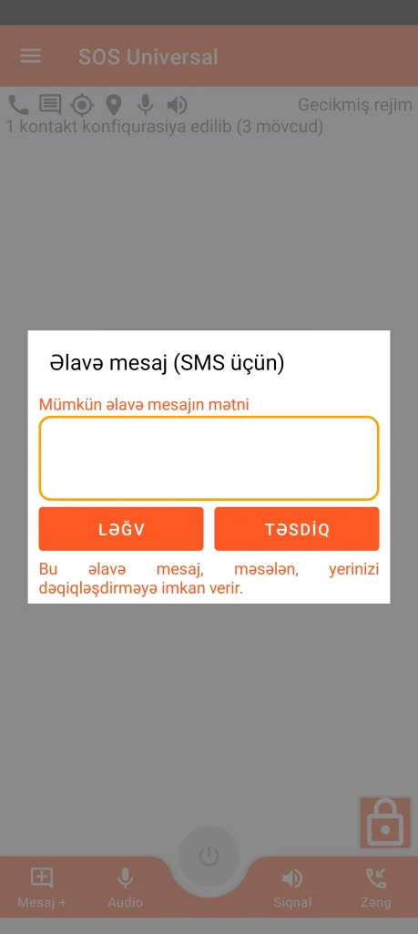 SOS Universal - əlavə mesaj
