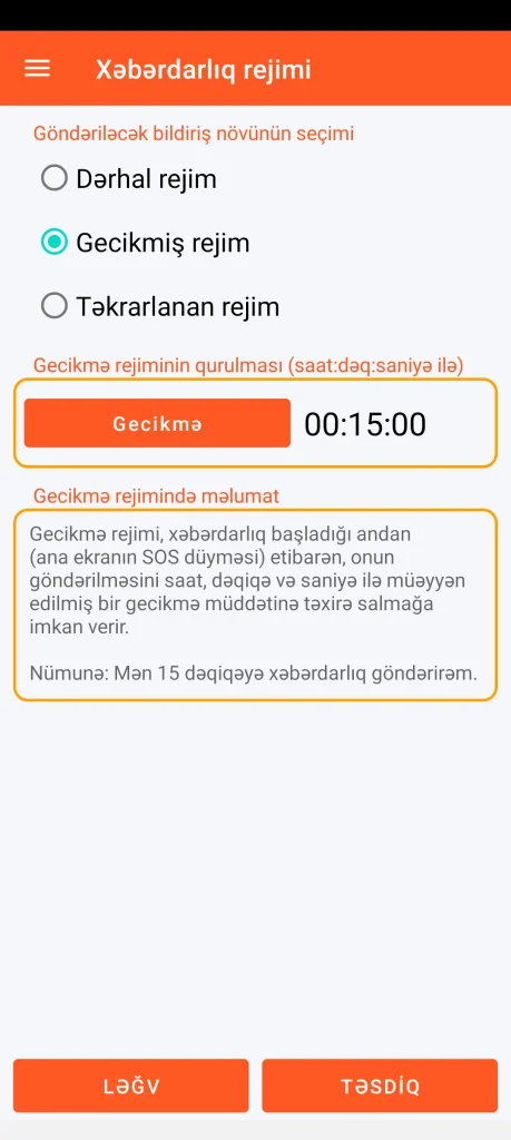 SOS Universal - gecikmə rejimi