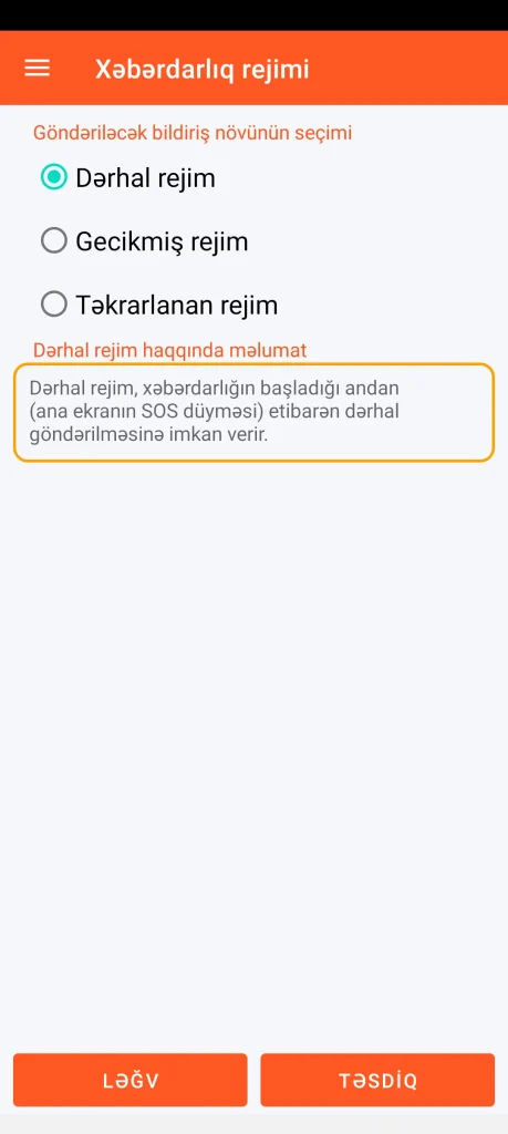 SOS Universal - dərhal rejim