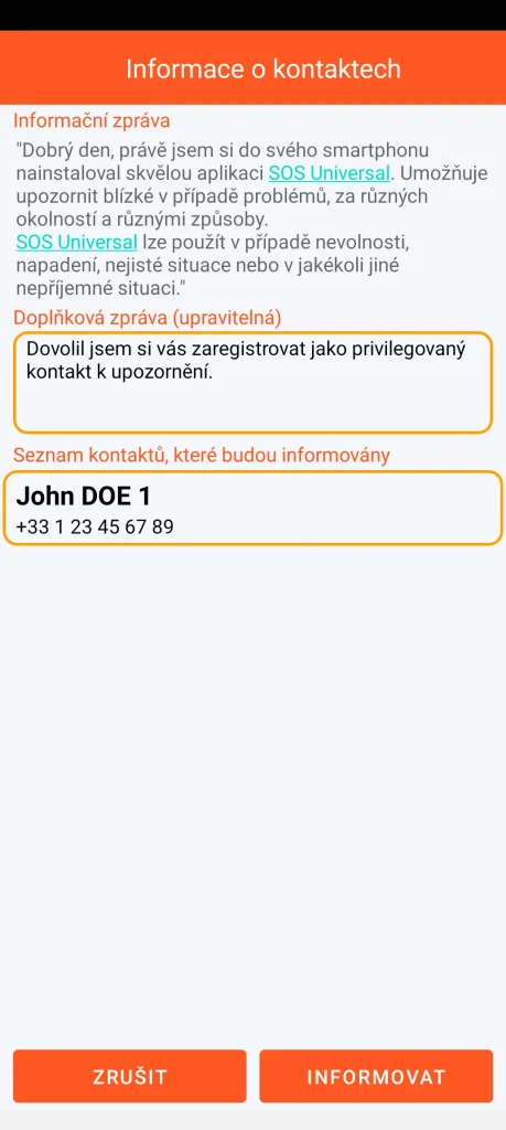 SOS Universal - informace o kontaktech