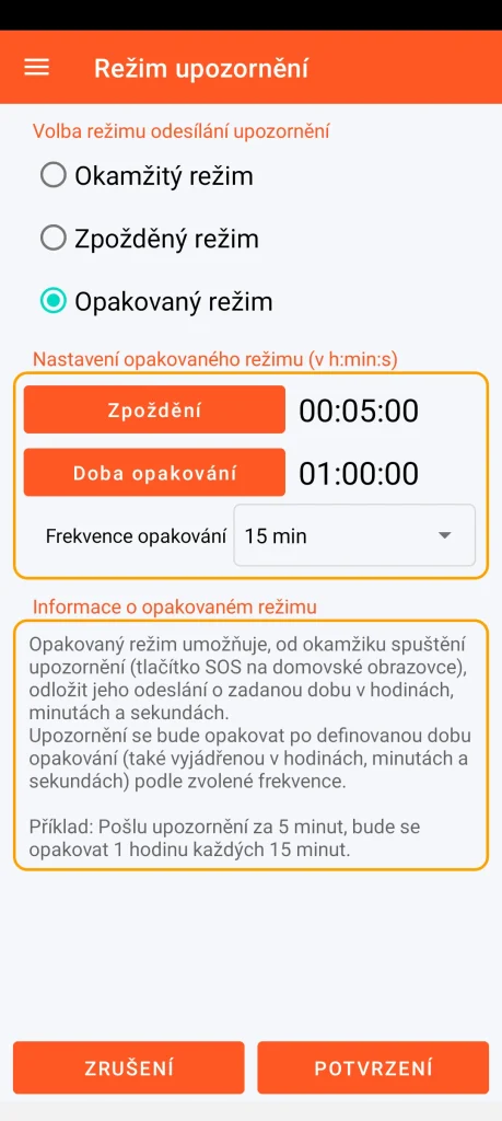 SOS Universal - opakovaný režim