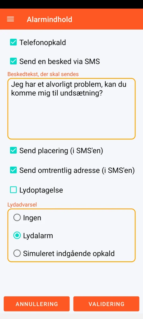 SOS Universal - alarmindhold