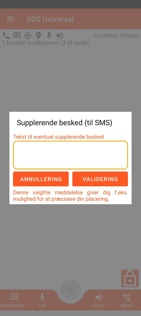 SOS Universal - supplerende besked