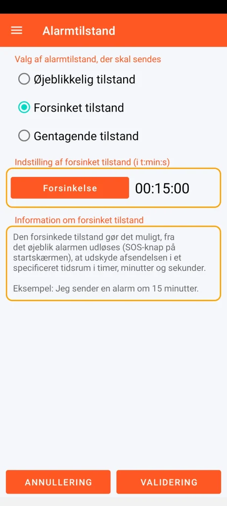 SOS Universal - forsinket tilstand
