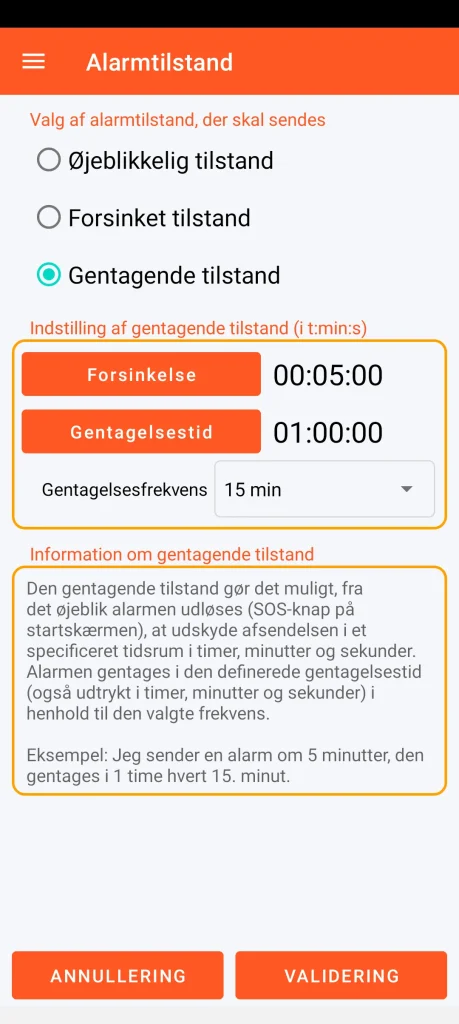SOS Universal - gentagelsestilstand