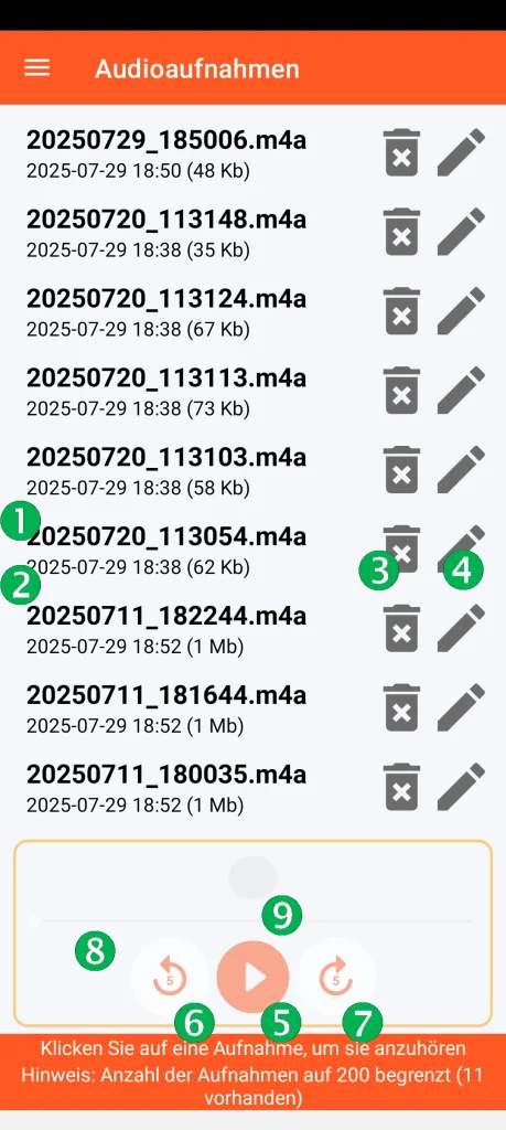 SOS Universal - Verwaltung von Audioaufnahmen