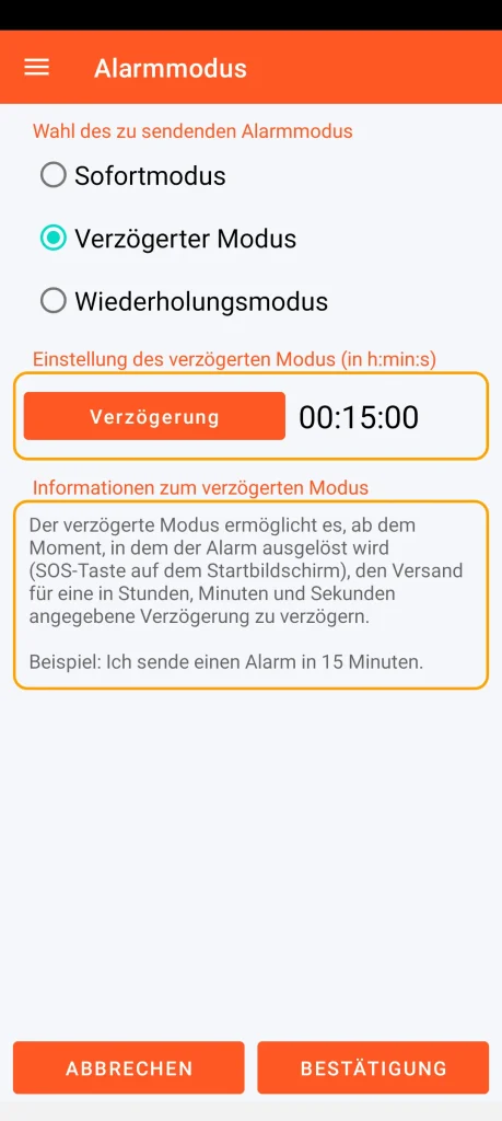 SOS Universal - verzögerter Modus