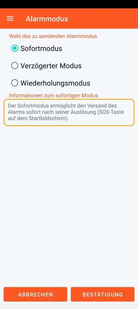 SOS Universal - Sofortmodus