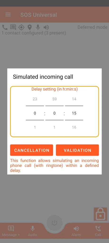 SOS Universal - simulated incoming call