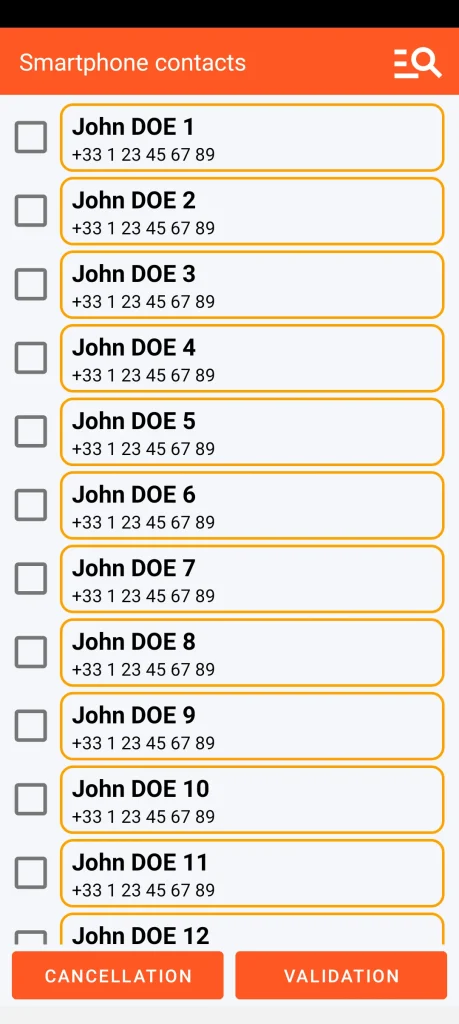 SOS Universal - add contact from address book