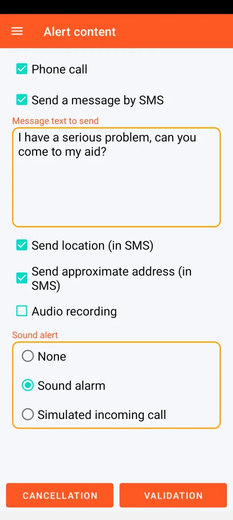 SOS Universal - alert content