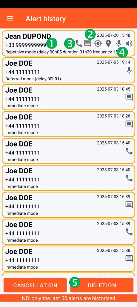 SOS Universal - alert history