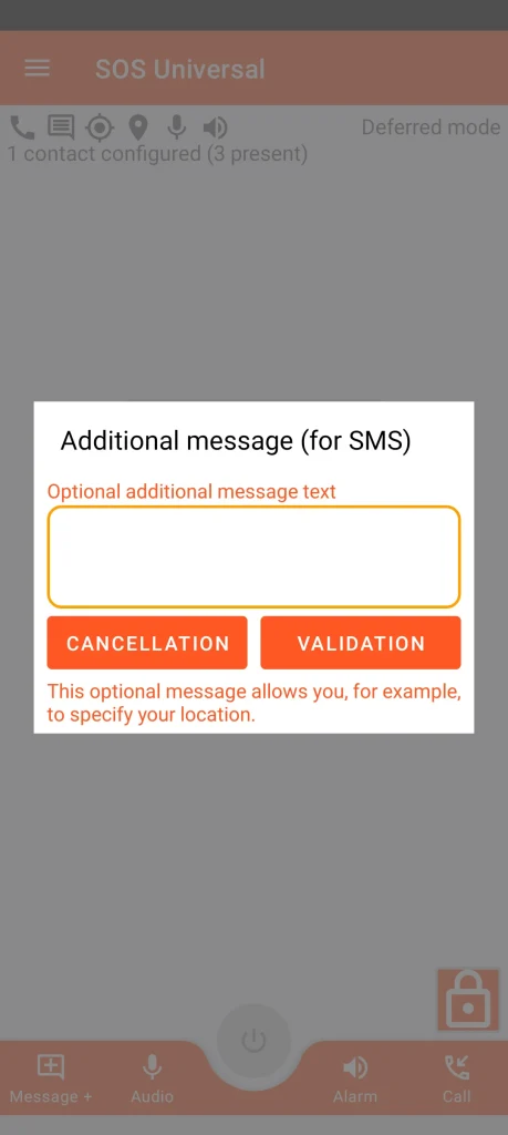 SOS Universal - additional message