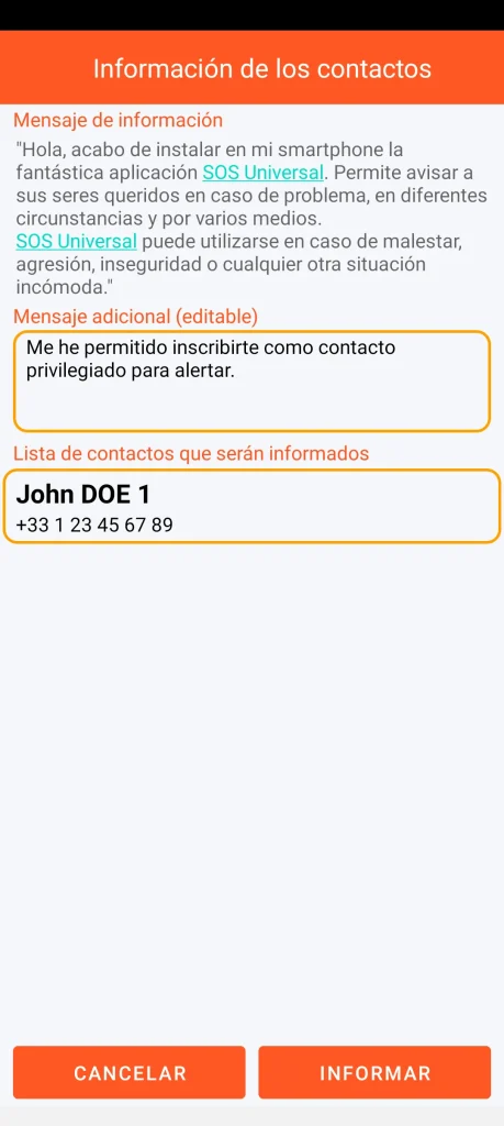 SOS Universal - información de contactos
