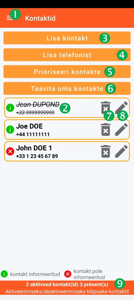 SOS Universal – kontaktide haldamine