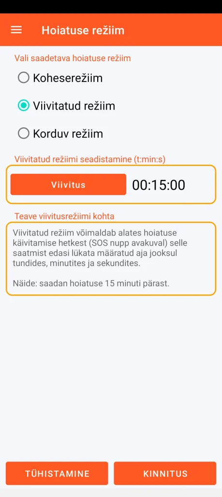 SOS Universal – viivitatud režiim