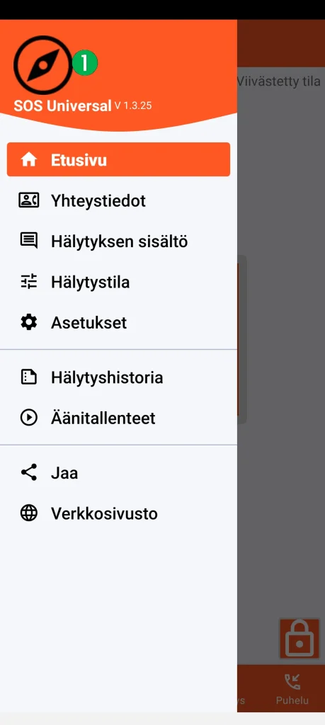 SOS Universal - päävalikko