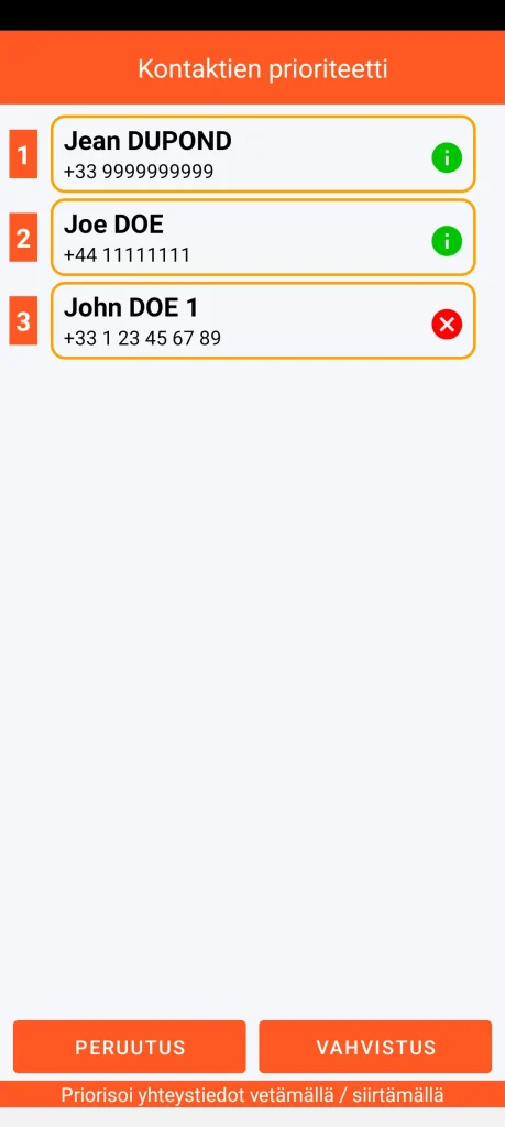 SOS Universal - yhteystietojen priorisointi