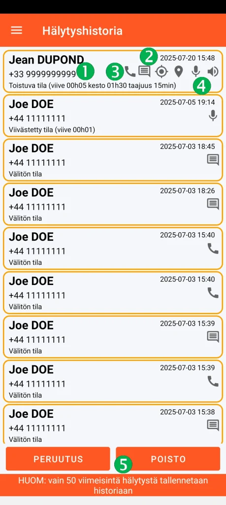 SOS Universal - hälytyshistoria