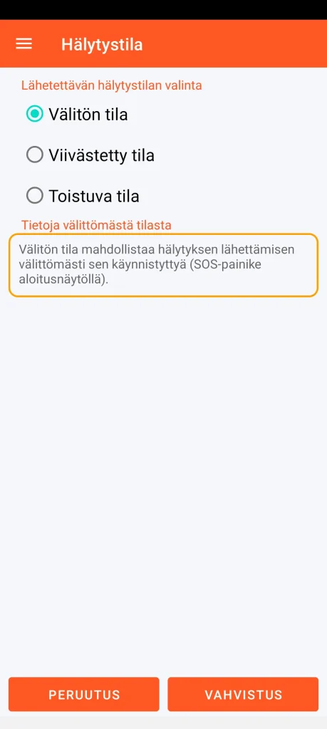 SOS Universal - välitön tila