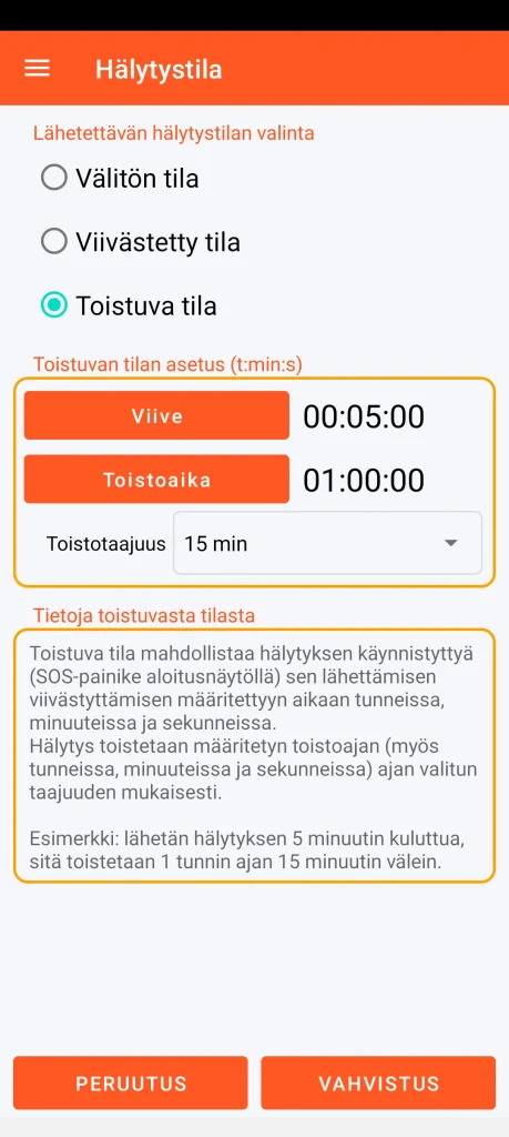 SOS Universal - toistuva tila