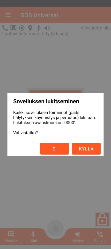 SOS Universal - sovelluksen lukitus