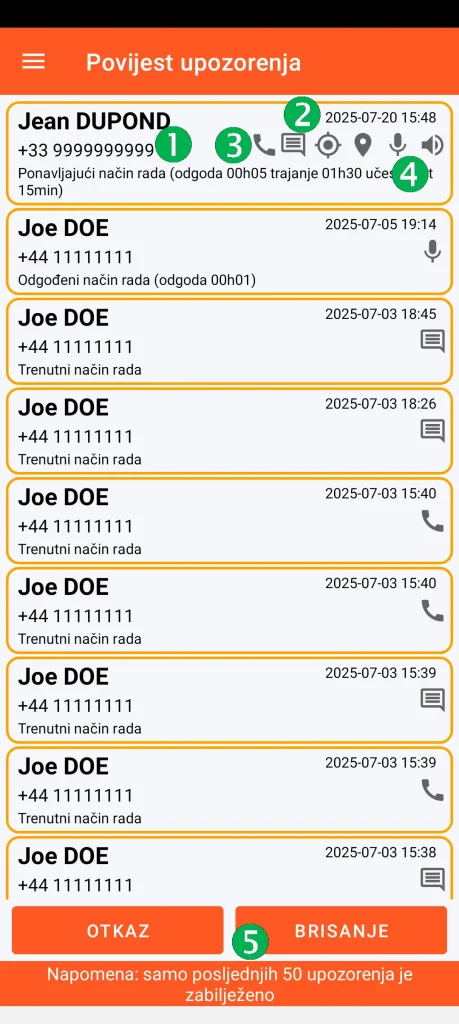 SOS Universal - povijest upozorenja