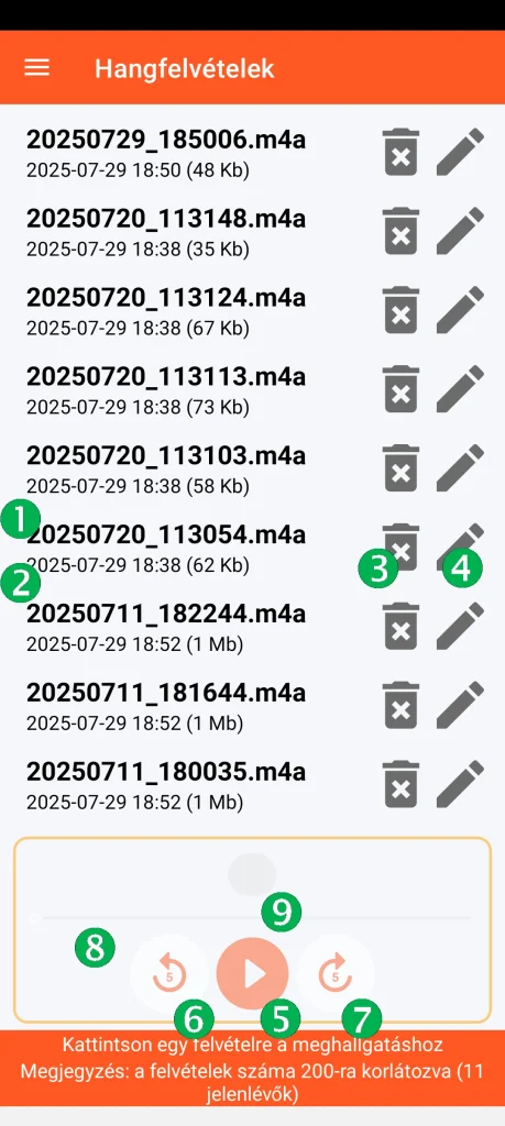 SOS Universal - hangfelvételek kezelése