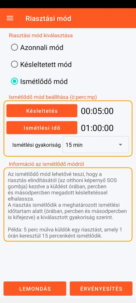 SOS Universal - ismétlődő mód