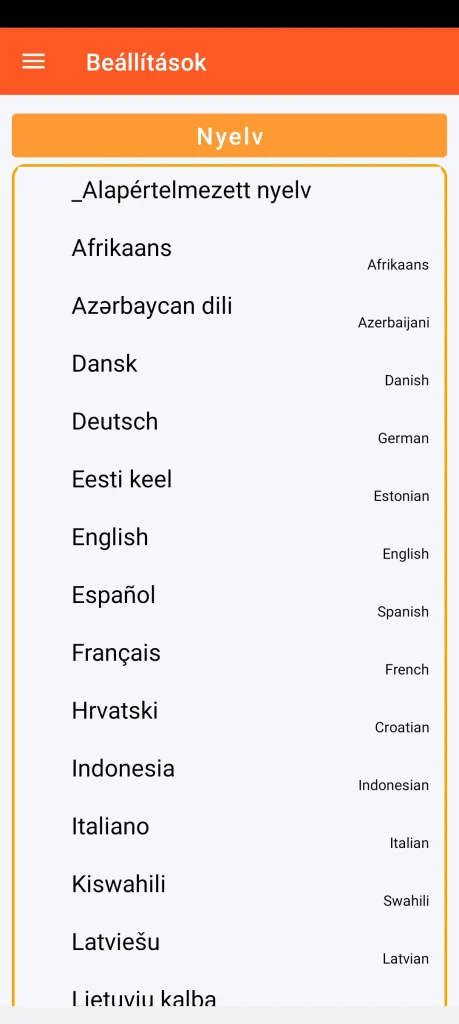 SOS Universal - nyelvi beállítások