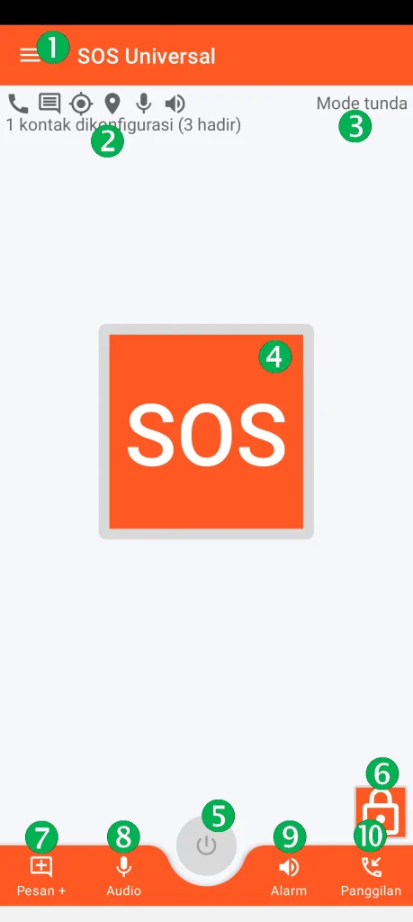 SOS Universal - layar utama