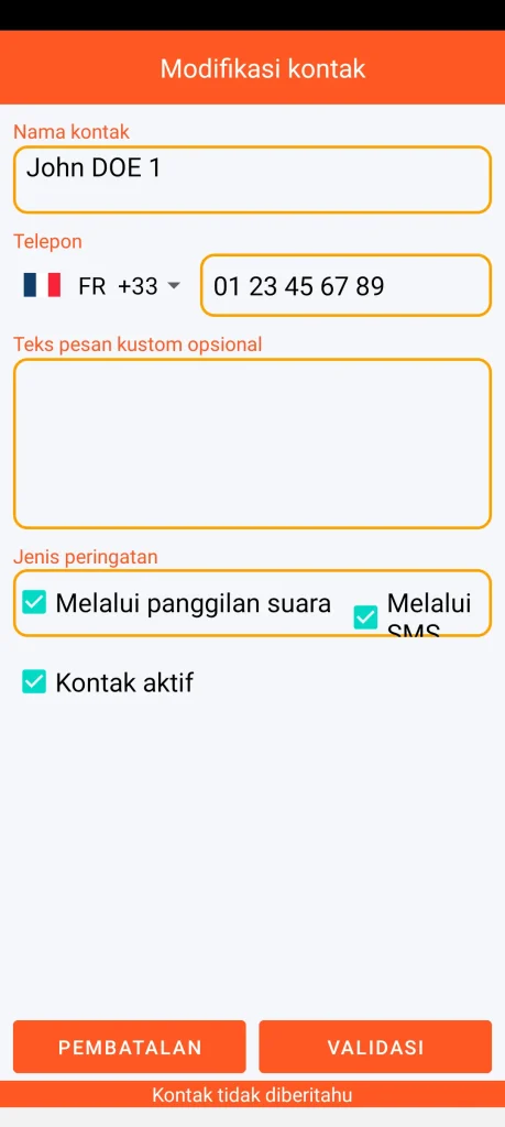 SOS Universal - tambah atau ubah kontak