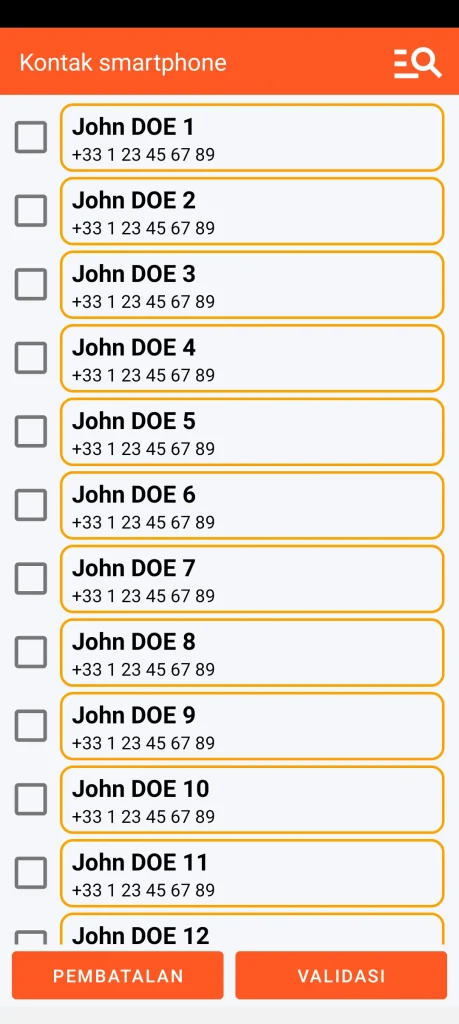 SOS Universal - tambah kontak dari buku alamat