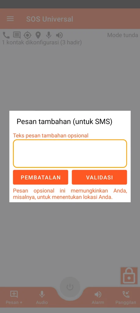 SOS Universal - pesan tambahan