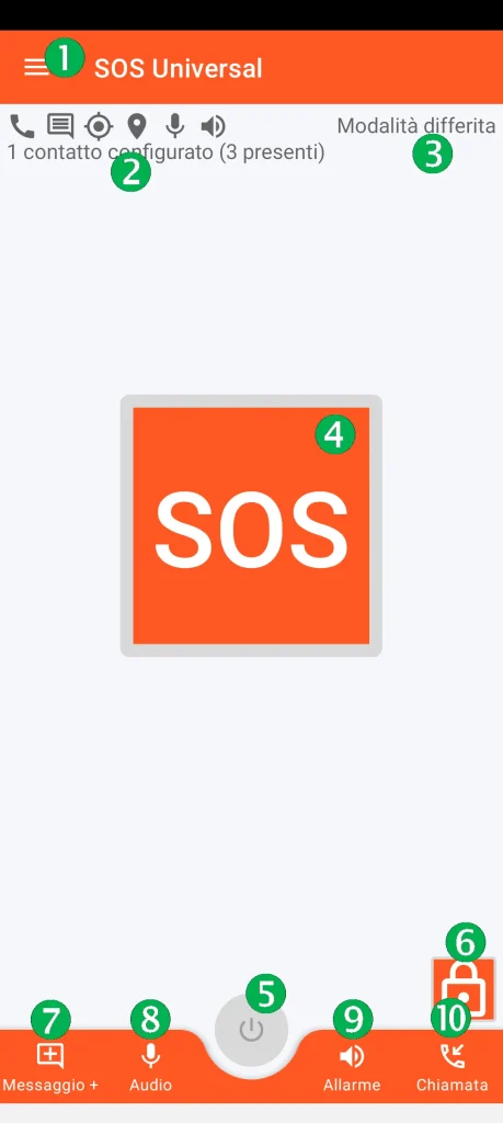 SOS Universal - schermata principale