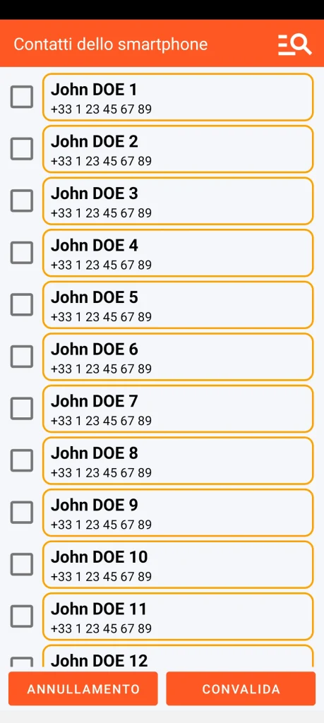 SOS Universal - aggiungi contatto dalla rubrica