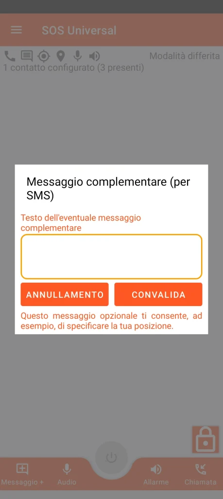 SOS Universal - messaggio aggiuntivo