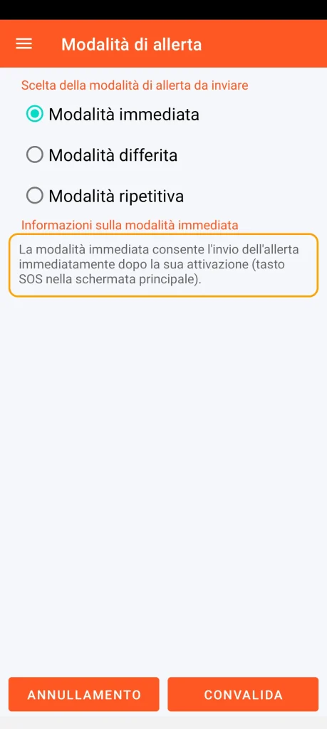 SOS Universal - modalità immediata