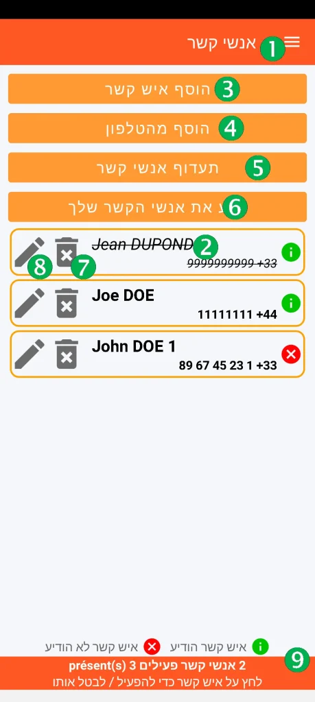 SOS Universal - ניהול אנשי קשר