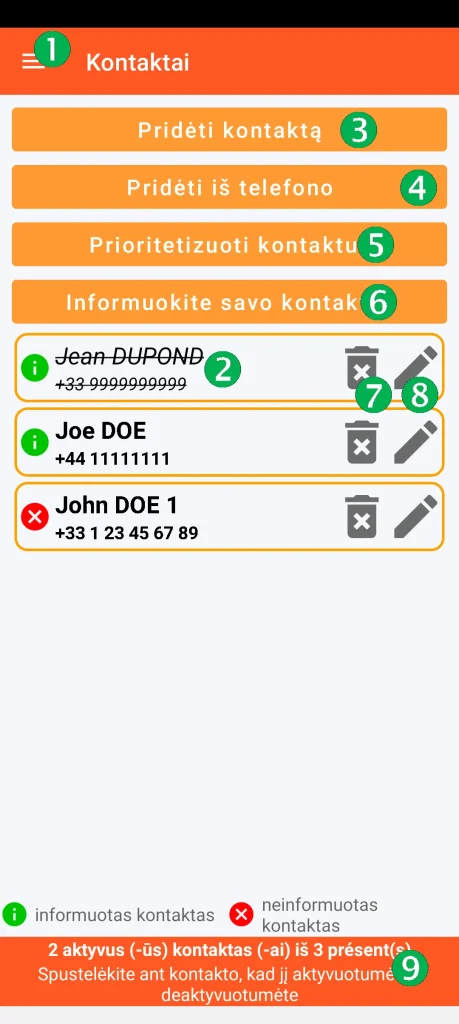 SOS Universal – kontaktų valdymas