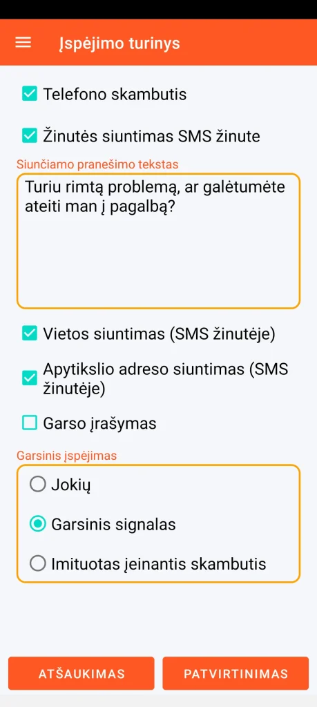 SOS Universal – įspėjimo turinys