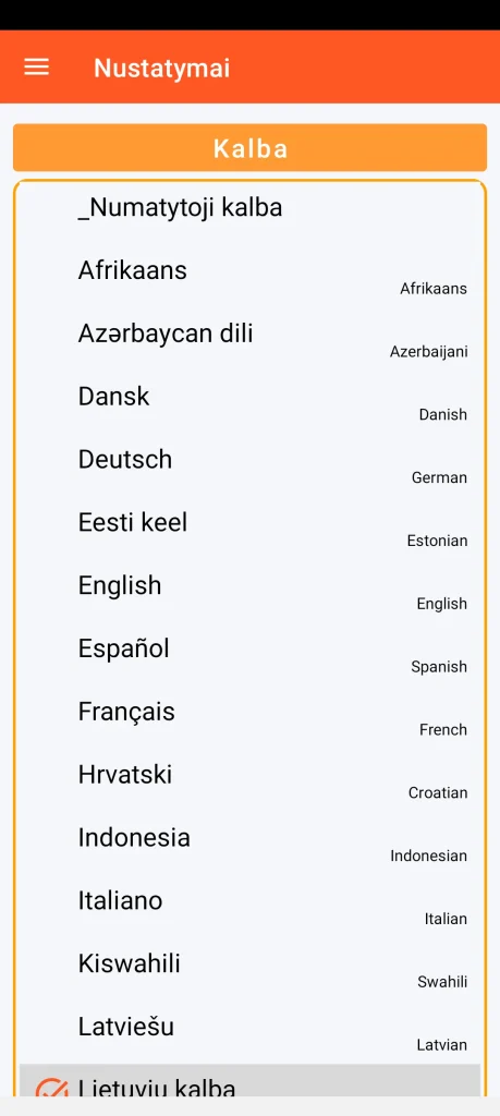 SOS Universal – kalbos nustatymas